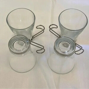 Vintage Set of 4 Bormioli Rocci Steel Handled Glasses